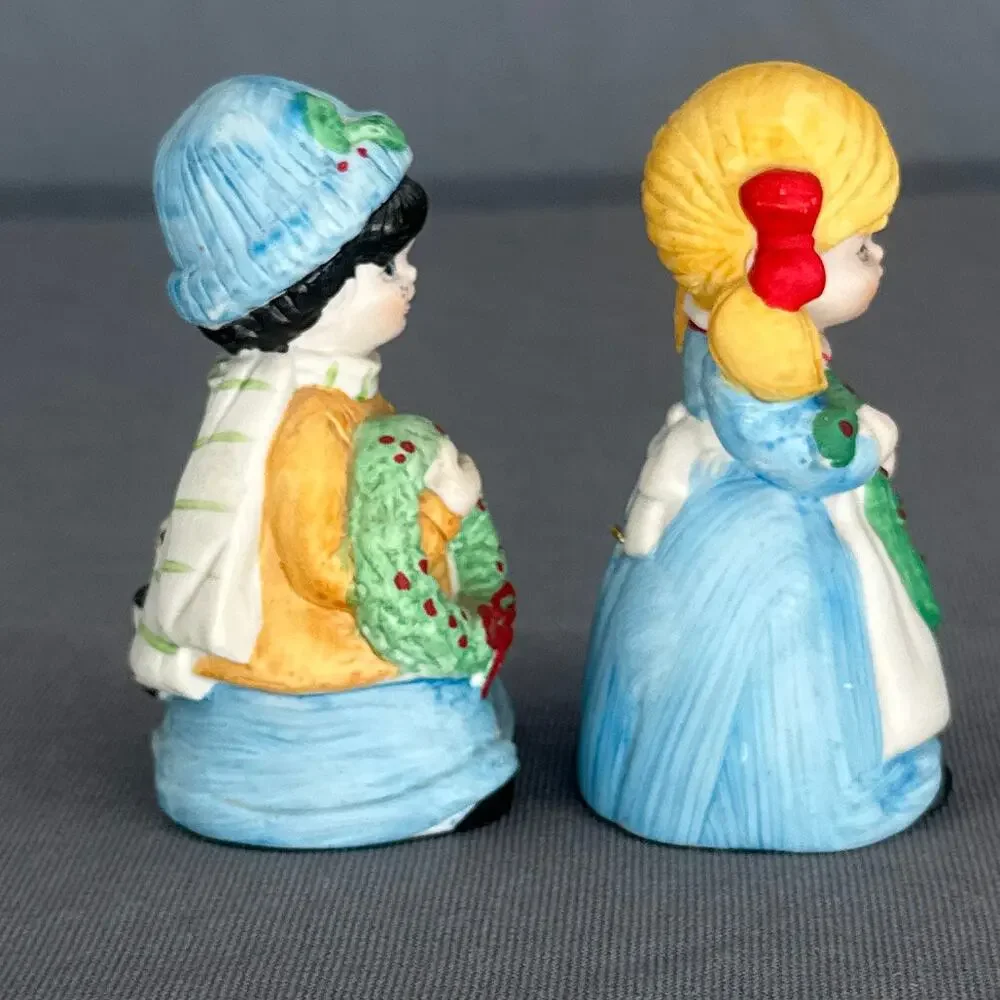 VTG 80s House of Lloyd Porcelain Bisque Bell Ornament Figures Boy Girl Christmas